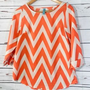 Dina Be Blouse Shirt Sz S  Semi Sheer Chevron